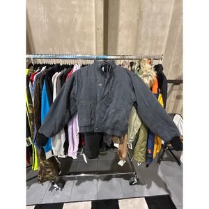 Eagles Ridge Mens Vintage Canvas Bomber Jacket Black Style 1583 Small Distressed